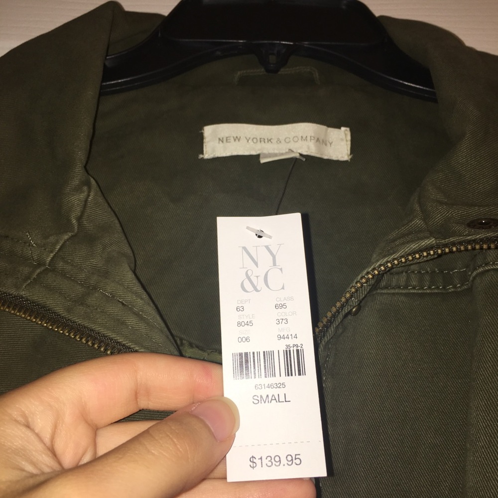 Army Green with Sequin Arms Jacket / Coat - Picture 6 of 7